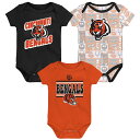 【公式グッズ】NFL ベンガルズ ロンパースセット Outerstuff ベビー ブラック (24 Infant Play Day 3 Piece SS Cre...