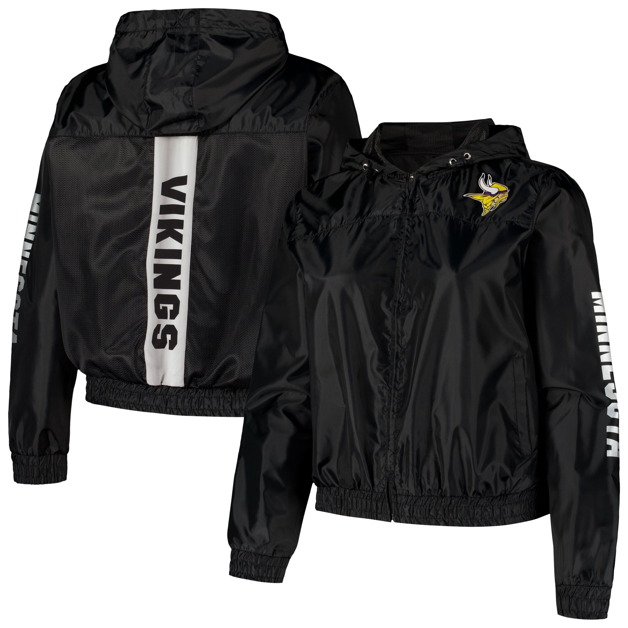 【エントリーでポイント5倍】【公式グッズ】NFL バイキングス ジャケット Fanatics(ファナティクス) レディース ブラック (NYLON POLY JACKET)