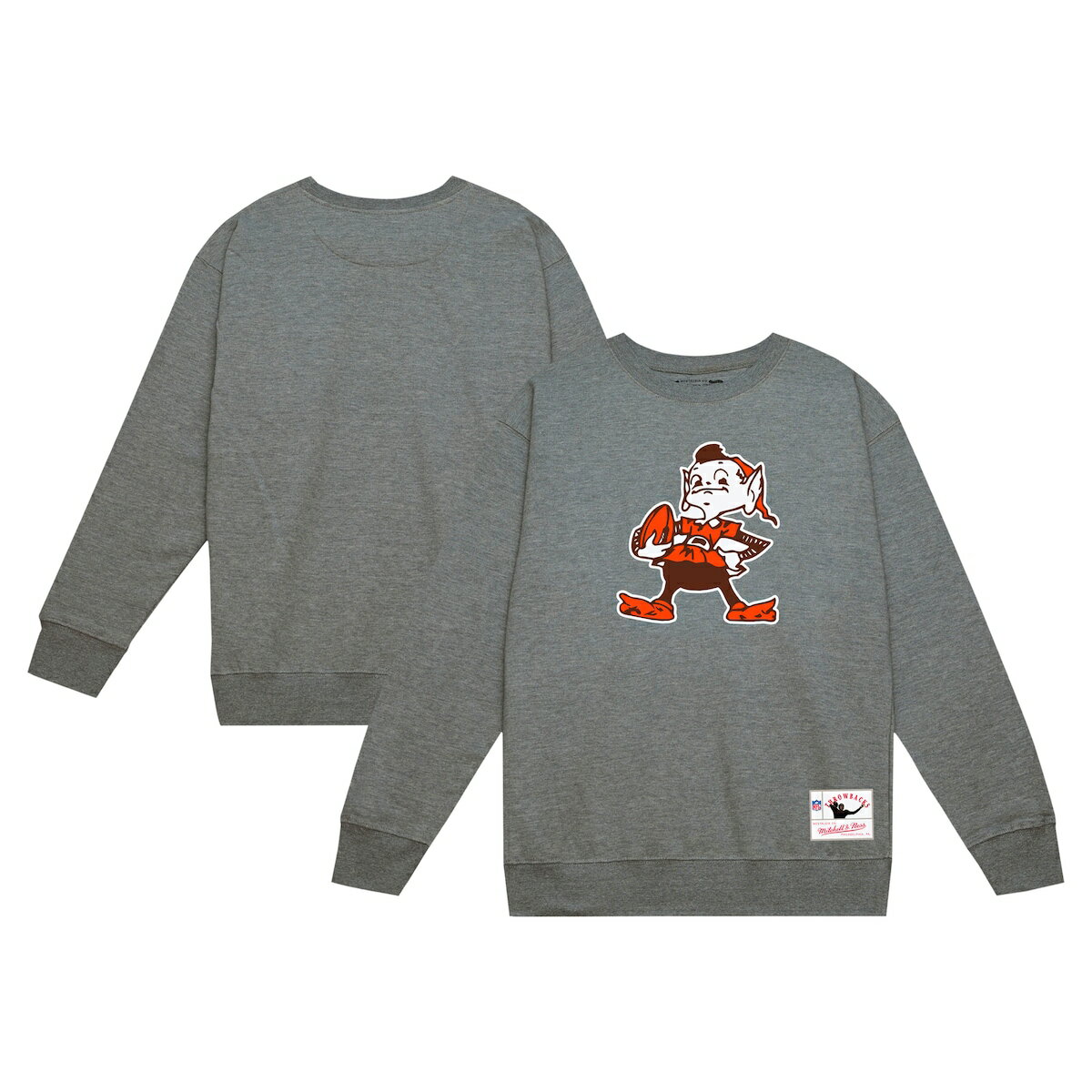【エントリーでポイント5倍】【公式グッズ】NFL ブラウンズ フリース トレーナー Mitchell & Ness(ミッチェル&ネス) メンズ ヘザーグレイ (MNC Team Basic Crew Fleece)