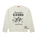 【公式グッズ】NBA 76ers トレーナー Mitchell & Ness/ミッチェル&ネス レディース クリーム (NBA MNC FA24 Women's HWC Lightweight Crew Sweatshirt)