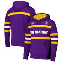 【公式グッズ】NFL バイキングス フリース パーカー Mitchell & Ness(ミッチェル&ネス) メンズ パープル (NFL HEAD COACH HOODIE VINTAGE LOGO)