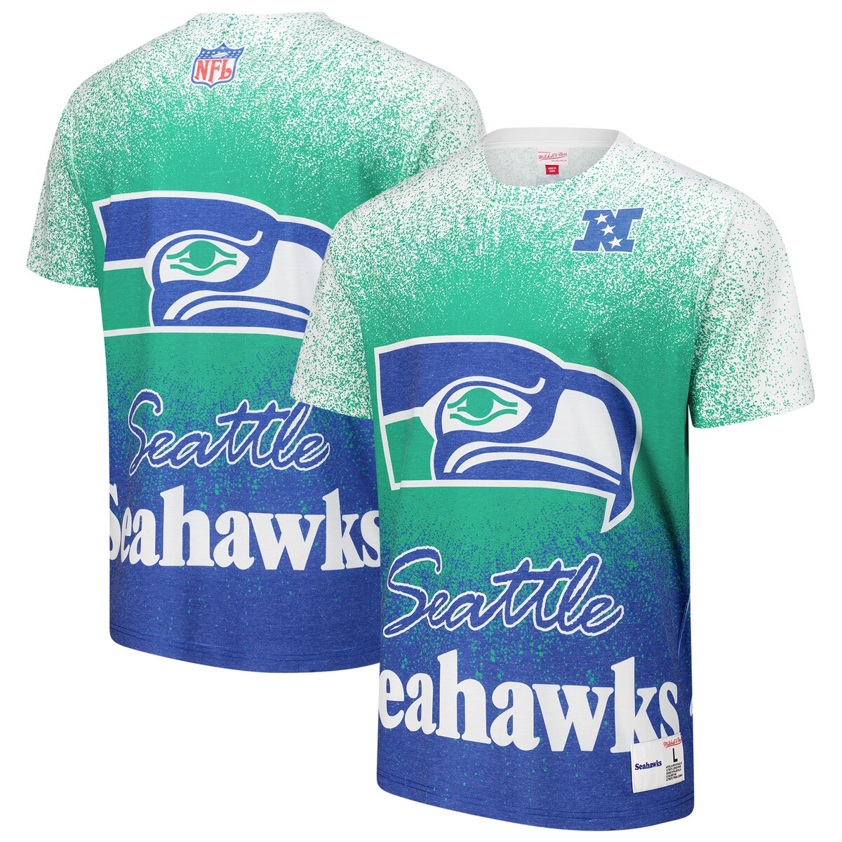 【公式グッズ】NFL シーホークス Tシャツ Mitchell & Ness/ミッチェル＆ネス メンズ ホワイト (NFL TEAM BURST SUBLIMATED TEE VINTAGE LOGO)(4)