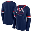 【公式グッズ】MLB ブレーブス ラグラン シャツ (長袖) Fanatics/ファナティクス レディース ネイビー (Womens Fall24 Won an...