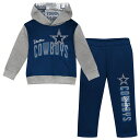 エントリーでポイント 5倍【公式グッズ】NFL カウボーイズ キッズウェアセット Outerstuff(アウタースタッフ) トドラー ネイビー (24 Toddler Coin Toss 2 Piece Fleece Set)(4)