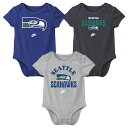 【公式グッズ】NFL シーホークス ロンパースセット Nike/ナイキ ベビー ロイヤル (24 Newborn 3 Pack Nike Rewind Cree...