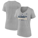 【公式グッズ】MLB ヤンキース 2024 ア・リーグ優勝記念 Vネック Tシャツ Fanatics/ファナティクス レディース ヘザーグレイ (MLB 24 ...
