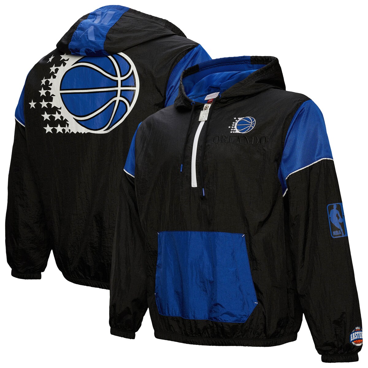 【公式グッズ】NBA マジック プルオーバー Mitchell & Ness（ミッチェル＆ネス） ブラック (NBA FA24 Unisex MNC HWC Team OG 3.0 Anorak 1/2 Zip Pullover Jacket)