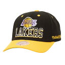 エントリーでポイント 5倍【公式グッズ】NBA レイカーズ アジャスタブルキャップ Mitchell & Ness(ミッチェル&ネス) メンズ ブラック (24 NBA MNC Backside Script 2T Pro Crown Snapback)(4)