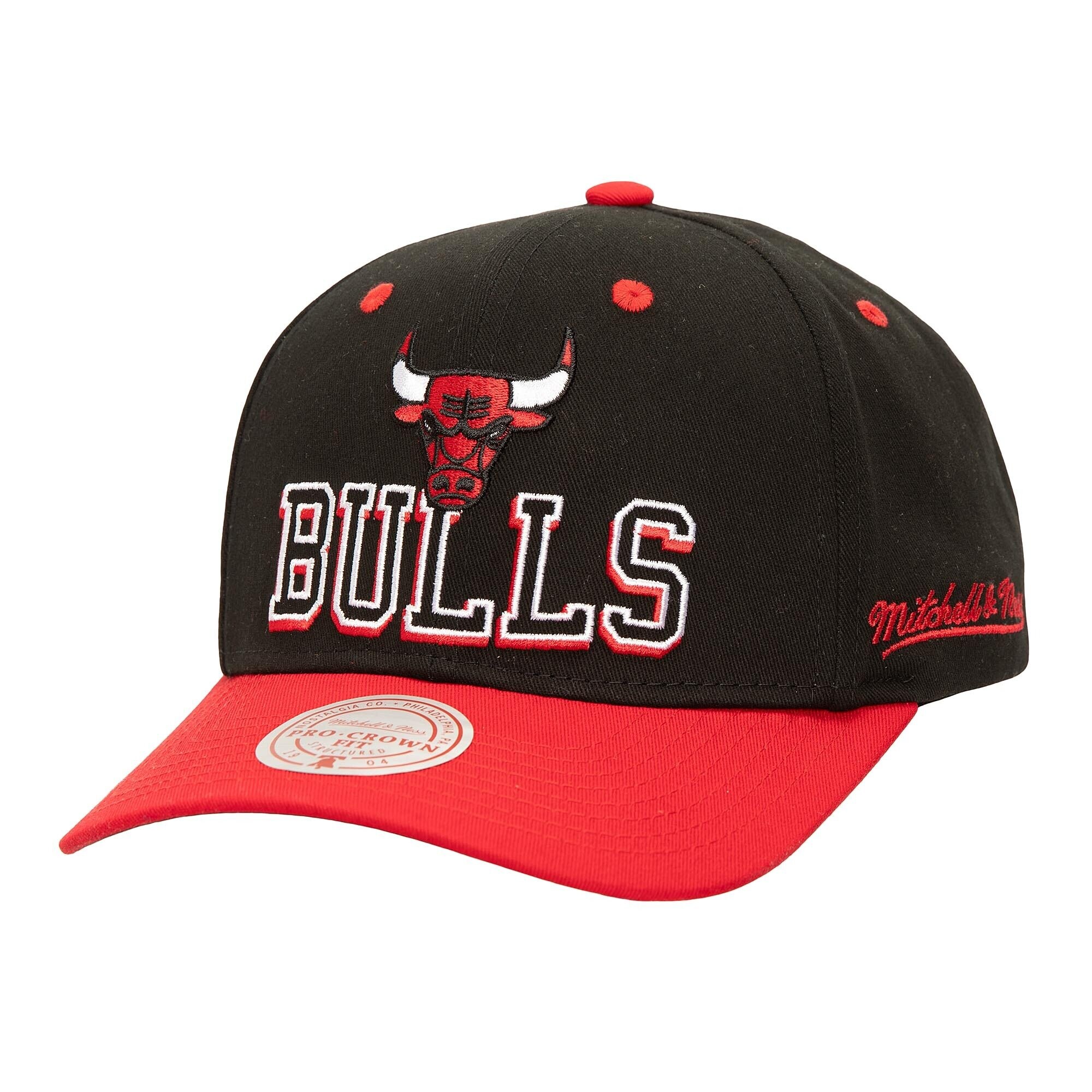 NBA ブルズ アジャスタブル キャップ Mitchell & Ness/ミッチェル＆ネス メンズ ブラック (24 NBA MNC Backside Script 2T Pro Crown Snapback)
