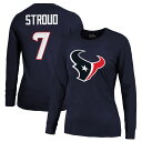 エントリーでポイント 5倍【公式グッズ】NFL テキサンズ C.J. ストラウド ネーム&ナンバー Tシャツ (長袖) Majestic(マジェスティック) レディース ネイビー (Women's Non-Distressed LST)(4)