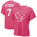 【公式グッズ】NFL テキサンズ C.J. ストラウド ネーム&ナンバー Tシャツ Majestic/マジェスティック レディース ピンク (Women's P...