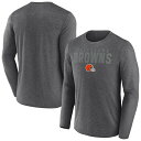 【公式グッズ】NFL ブラウンズ 長袖 Tシャツ Fanatics(ファナティクス) メンズ ヘザーチャコール (Men's QVC Poly Blackout LS)