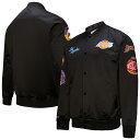エントリーでポイント 5倍【公式グッズ】NBA レイカーズ ジャケット Mitchell & Ness(ミッチェル&ネス) メンズ ブラック (NBA Mitchell & Ness Men's SP25 MNC HWC Blackout Collection Vintage Satin Jacket)(4)