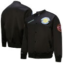 【公式グッズ】NBA ウォリアーズ ジャケット Mitchell & Ness/ミッチェル&ネス メンズ ブラック (NBA Mitchell & Ness Men's SP25 MNC HWC Blackout Collection Vintage Satin Jacket)