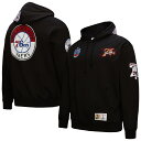 【公式グッズ】NBA 76ers プルオーバー パーカー Mitchell & Ness(ミッチェル&ネス) メンズ ブラック (NBA Mitchell & Ness Men's SP25 MNC HWC Blackout Collection Vintage PO Hoodie)