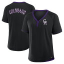 【公式グッズ】MLB ロッキーズ Vネック Tシャツ Fanatics(ファナティクス) レディース ブラック (FANATICS RELAXED FIT, L...
