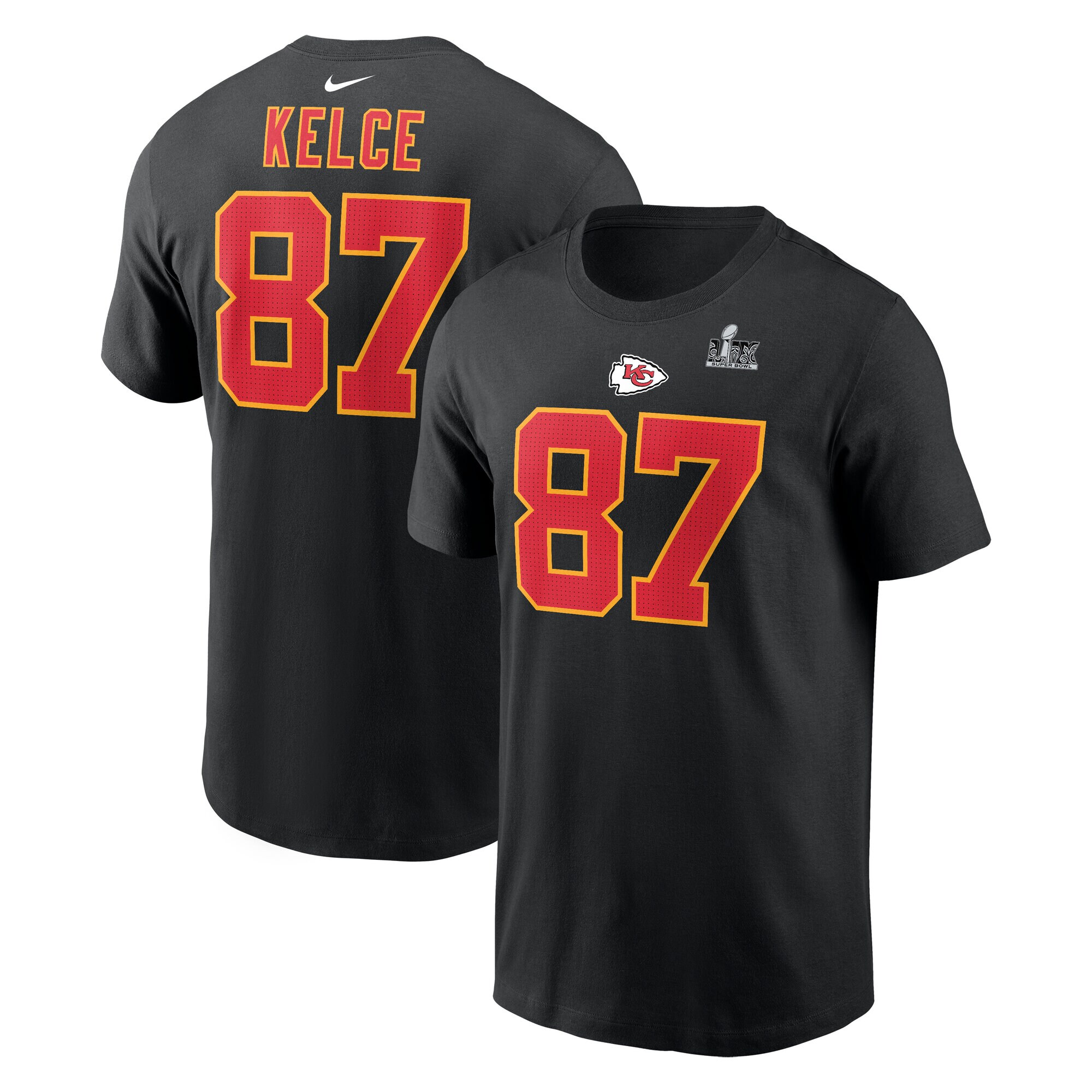 【公式グッズ】NFL チーフス 第59回スーパーボウル トラビス・ケルシー ネーム&ナンバー Tシャツ Nike ナイキ メンズ ブラック (Men's Nike SB59 Patch N&N SST)