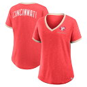 【公式グッズ】MLB レッズ Vネック Tシャツ Fanatics/ファナティクス レディース レッド (FANATICS RELAXED FIT, LOW H...
