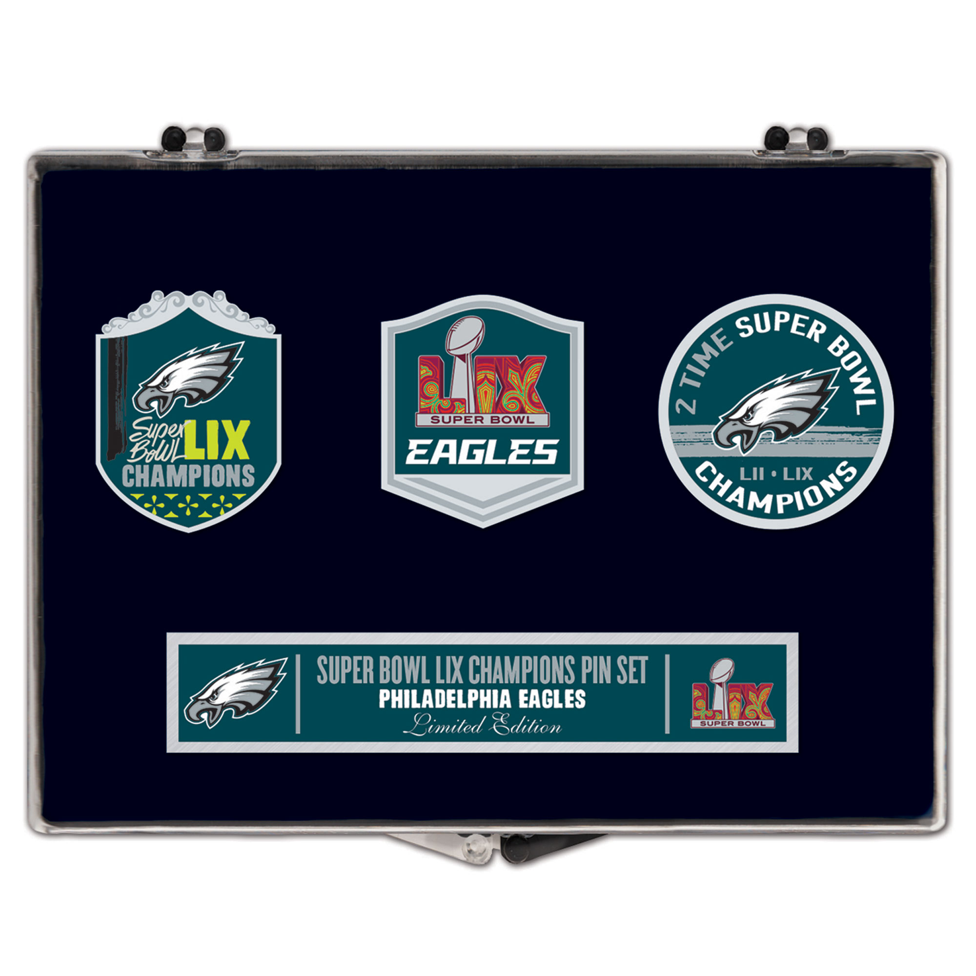 【公式グッズ】NFL イーグルス 第59回スーパーボウル 優勝記念 ピンバッジ ウィンクラフト (NFL Super Bowl 59 Champions 3pc Collector Pin Set)