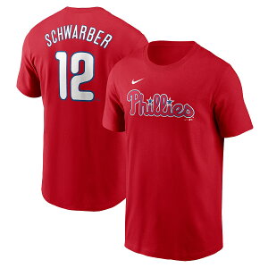 【公式グッズ】MLB フィリーズ カイル・シュワーバー ネーム&ナンバー Tシャツ Nike/ナイキ メンズ レッド (2025 Men's Nike Fuse N&N Tee)