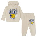 【公式グッズ】NBA ウォリアーズ キッズウェアセット Mitchell & Ness/ミッチェル&ネス トドラー・幼児サイズ クリーム (NBA OST MNC Toddler SP25 Hang Time Oversized Fleece Set)