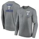 【公式グッズ】MLB レンジャーズ 長袖 Tシャツ Nike/ナイキ メンズ ヘザーチャコール (Men's Nike 2 Hit Longsleeve Legend Tee)|詳細画像