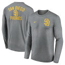 エントリーでポイント 5倍【公式グッズ】MLB パドレス 長袖 Tシャツ Nike ナイキ メンズ ヘザーチャコール (Men's Nike 2 Hit Longsleeve Legend Tee)(4)