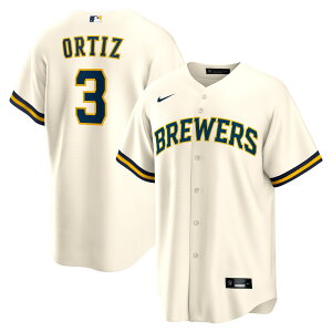 【公式グッズ】MLB ブルワーズ ジョーイ・オルティス ホーム ユニフォーム (レプリカ) Nike/ナイキ メンズ ホワイト (Men's Nike 1.0 Replica Player Jersey)