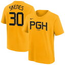 【公式グッズ】MLB パイレーツ ポール・スキーンズ Tシャツ Nike ナイキ キッズサイズ ゴールド (2024 Nike Fuse City Connect NN - Carryover Teams)