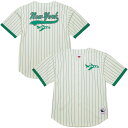 【公式グッズ】NFL ジェッツ シャツ Mitchell & Ness/ミッチェル&ネス メンズ クリーム (NFL FINAL SECONDS STRIPED MESH BF VINTAGE LOGO)