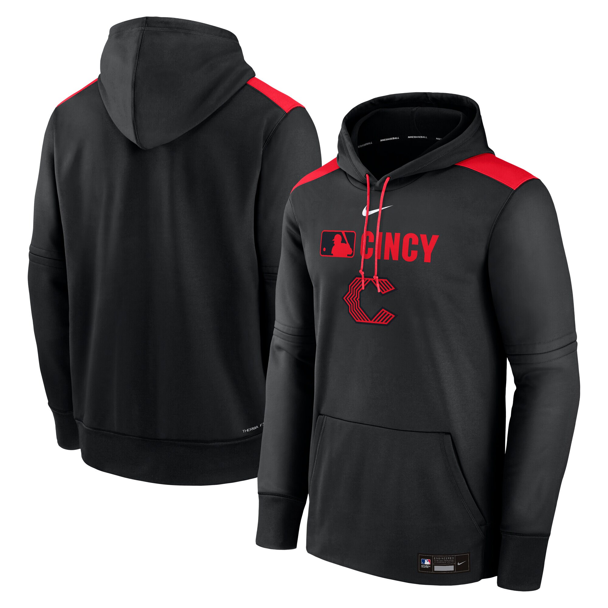 【公式グッズ】MLB レッズ トレーナー Nike ナイキ メンズ ブラック (Men's Nike AC City Connect TF Hoodie PO)