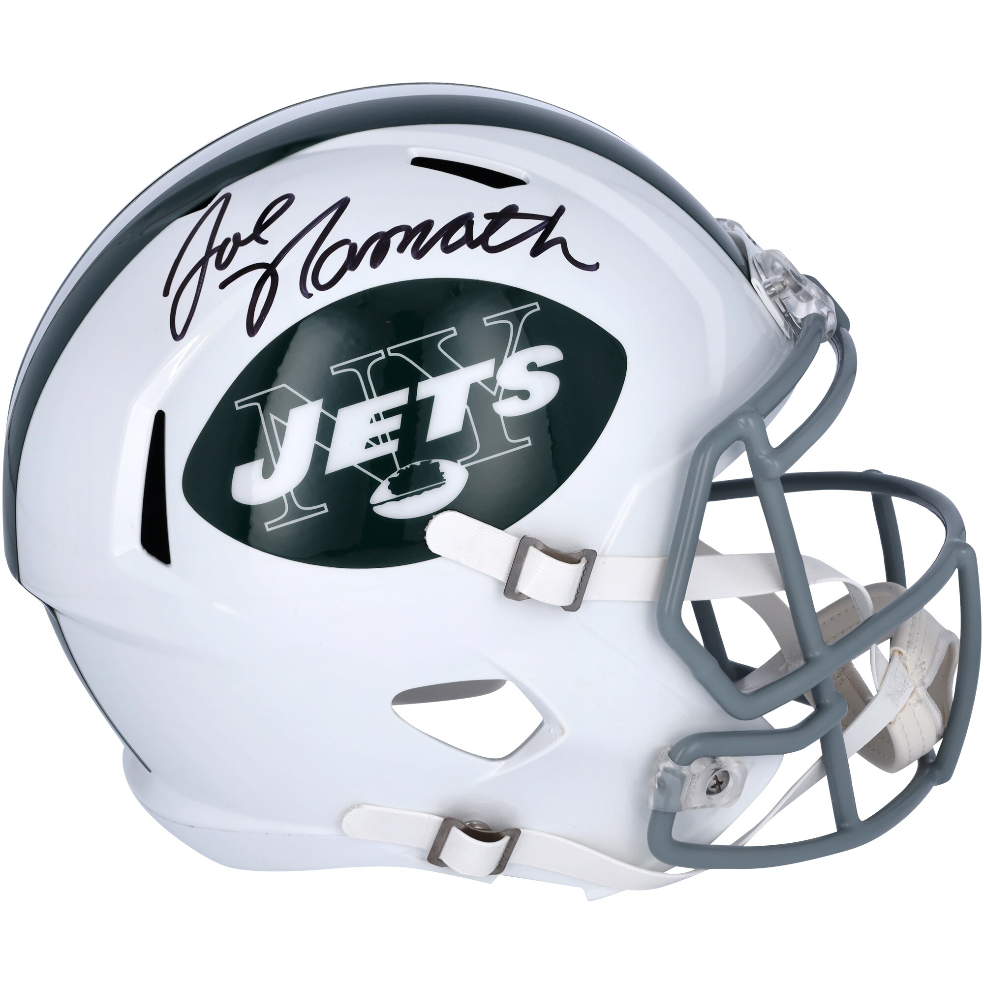 【公式シリアル番号付】NFL ジェッツ ジョー・ナマス 直筆サイン入り ヘルメット Fanatics Authentic/ファナティクスオーセンティック (AUT REP HELMET 44984)