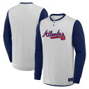 エントリーでポイント 5倍【公式グッズ】MLB ブレーブス Tシャツ Fanatics(ファナティクス) メンズ グレイ (FANATICS LS HENLEY TOP)(4)