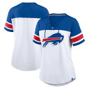 【公式グッズ】NFL ビルズ Vネック Tシャツ Fanatics/ファナティクス レディース ホワイト (NFL Womens Athena Lace Up Rhinestone SST)(4)