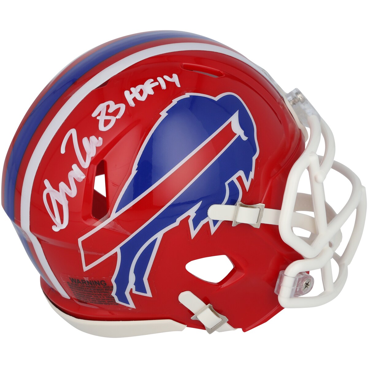 Elevate your collection of Buffalo Bills memorabilia with this Andre Reed autographed Riddell 1897-2001 Throwback Speed Mini Helmet. It features eye-catching details and a distinct signature with "HOF 14" inscription from the legendary wide receiver. Additionally, this collectible includes an individually numbered, tamper-evident hologram that can be verified online to certify authenticity.Officially licensedSignature may varyBrand: Fanatics AuthenticImportedIndividually numbered, tamper-evident hologram is authenticated with FanSecure technology and can be verified at fanatics.com/fansecure