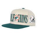 【公式グッズ】NFL ドルフィンズ スナップバック キャップ Mitchell & Ness/ミッチェル&ネス キッズサイズ クリーム (NFL Youth Across the Board Flatbrim Snapback)