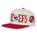 【公式グッズ】NFL チーフス スナップバック キャップ Mitchell & Ness/ミッチェル&ネス キッズサイズ クリーム (NFL Youth Across the Board Flatbrim Snapback)