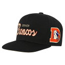 【公式グッズ】NFL ブロンコス スナップバック キャップ Mitchell & Ness/ミッチェル&ネス キッズサイズ ブラック (NFL Youth Cream Script Flatbrim Snapback)