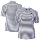 【公式グッズ】MLS レボリューション ジップアップ Tシャツ Cutter & Buck レディース ネイビー (CNB S25 Women's Virtue Eco Pique Stripe Recycled Top)(4)