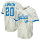 【公式グッズ】NFL ライオンズ バリー・サンダース シャツ Mitchell & Ness/ミッチェル&ネス メンズ クリーム (Men's Retired Player N&N Cream Mesh Baseball Button Up)