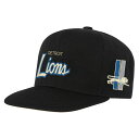 【公式グッズ】NFL ライオンズ スナップバック キャップ Mitchell & Ness/ミッチェル&ネス キッズサイズ ブラック (NFL Youth Cream Script Flatbrim Snapback)