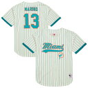【公式グッズ】NFL ドルフィンズ ダン・マリーノ シャツ Mitchell & Ness/ミッチェル&ネス メンズ クリーム (Men's Retired Player N&N Cream Mesh Baseball Button Up)