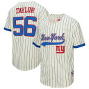 【公式グッズ】NFL ジャイアンツ ローレンス・テイラー シャツ Mitchell & Ness/ミッチェル&ネス メンズ クリーム (Men's Retired Player N&N Cream Mesh Baseball Button Up)