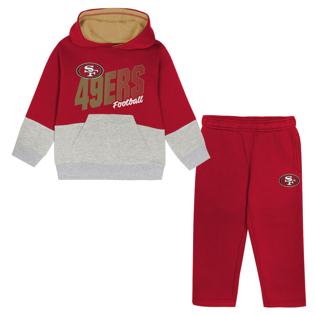 【公式グッズ】NFL 49ers キッズウェアセット Outerstuff トドラー・幼児サイズ スカーレット (NFL Toddler Line Men 2pc Set)
