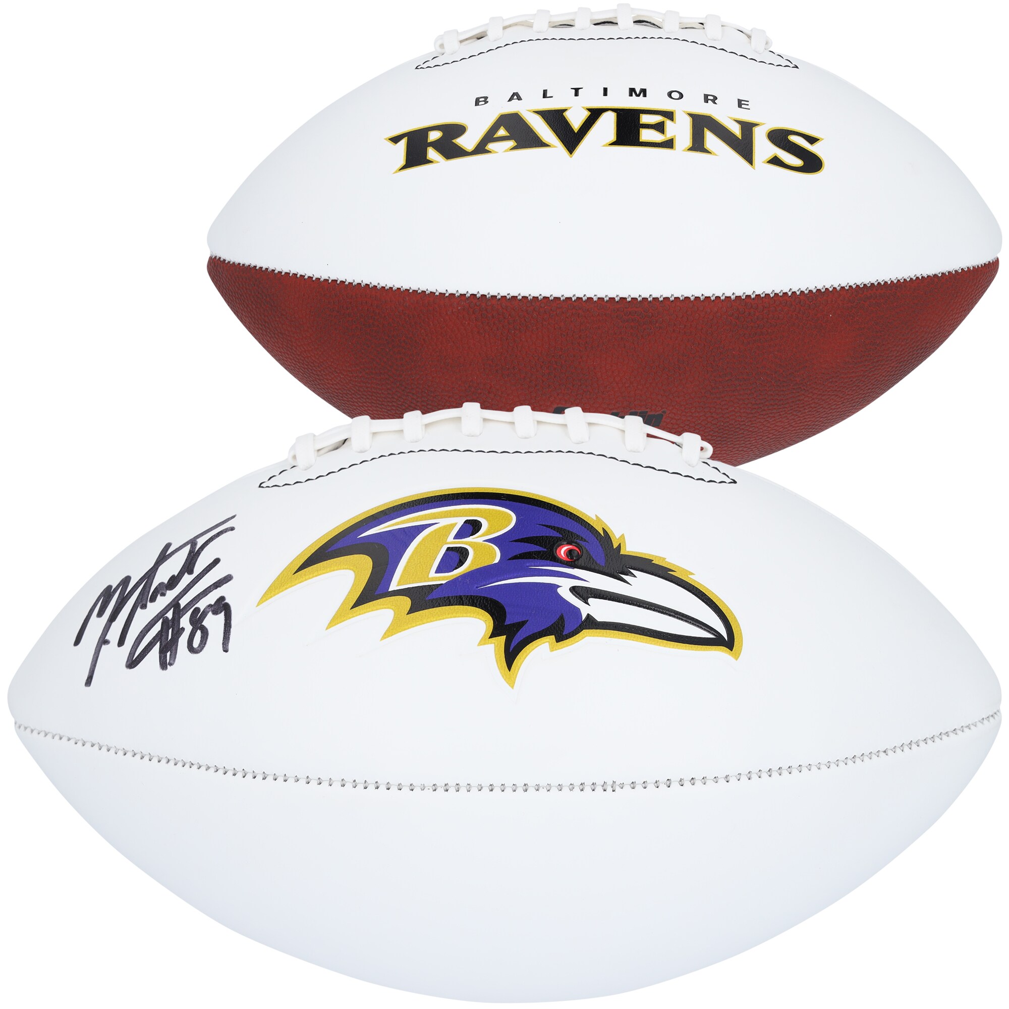 Highlight the impact Mark Andrews is making on the game with this signed Franklin White Panel Football. Featuring an authentic autograph from the Baltimore Ravens star, this memorabilia is a must-have for any fan of Mark Andrews or serious NFL collector. This collectible includes an individually numbered, tamper-evident hologram that can be verified online to certify its authenticity.Officially licensedAuthenticated with FanSecure technologyBrand: Fanatics AuthenticImportedSignature may vary