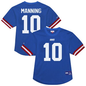 【公式グッズ】NFL ジャイアンツ イーライ・マニング ネーム&ナンバー Tシャツ Mitchell & Ness/ミッチェル&ネス メンズ ロイヤルブルー (25 Men's Retired Player N&N Mesh Crewneck Top)