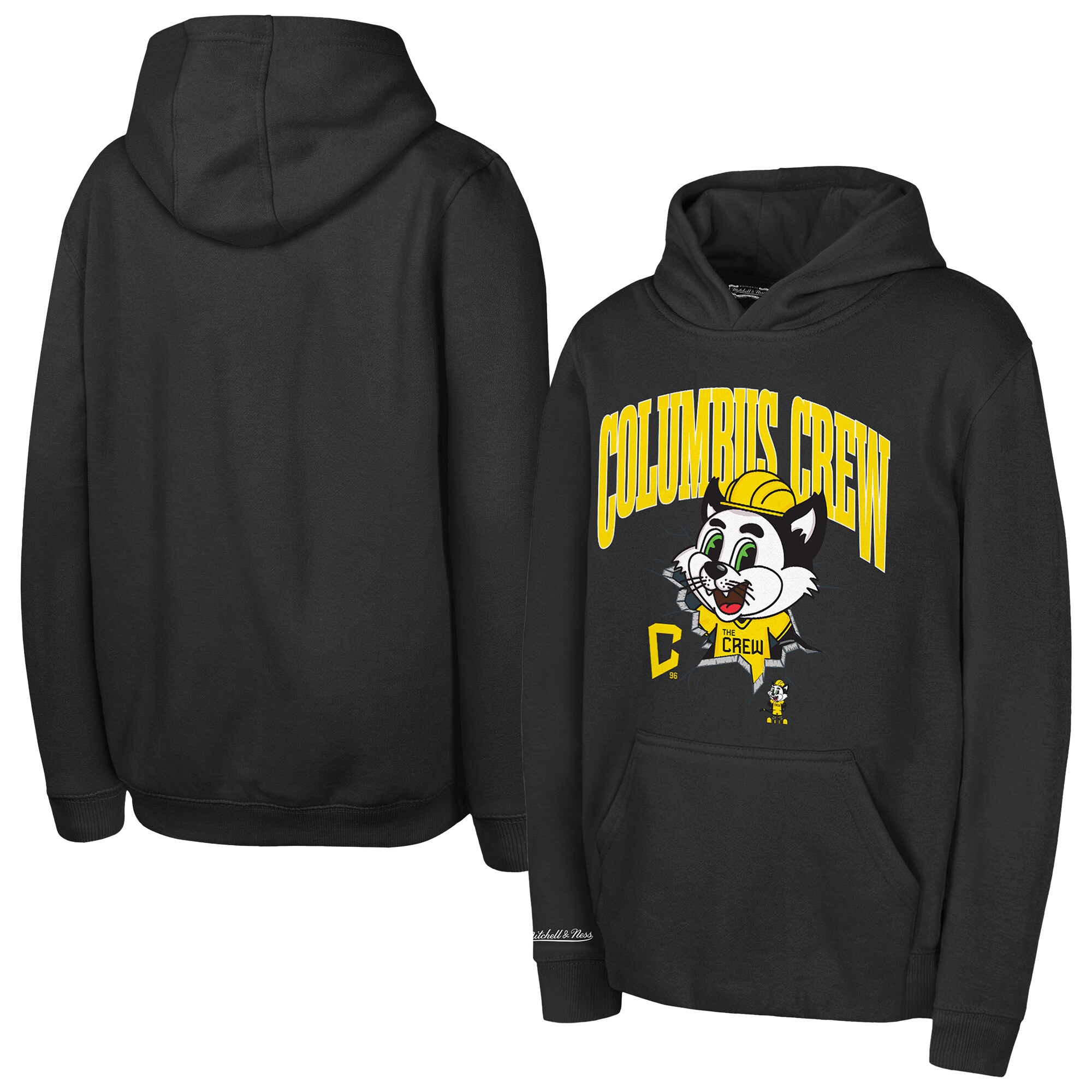 【公式グッズ】MLS コロンバス・クルー プルオーバー パーカー Mitchell & Ness/ミッチェル&ネス キッズサイズ ブラック (OST MNC F25 Youth Mascot Break Out Hood)