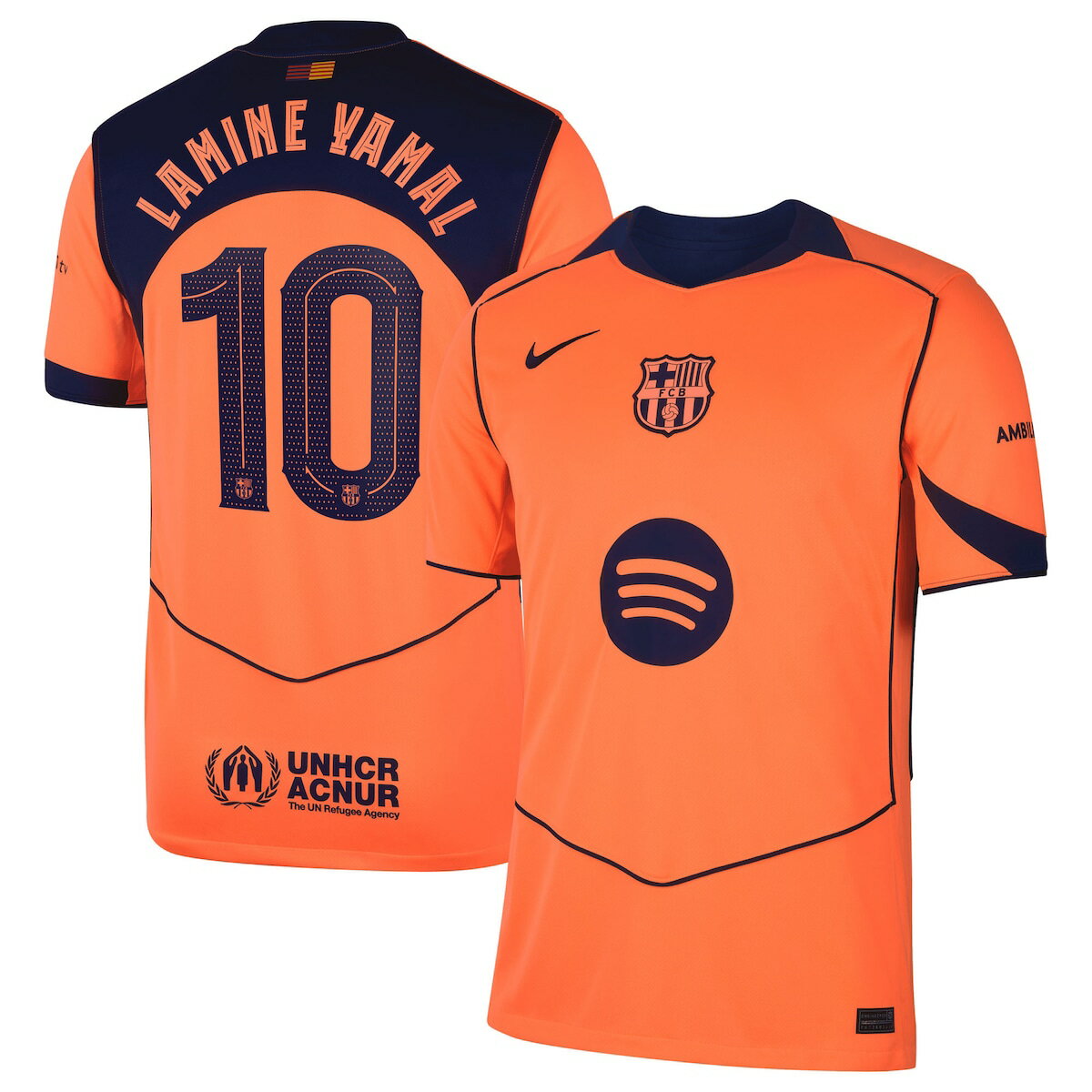 【公式グッズ】ラ・リーガ バルセロナ ラミン・ヤマル サード ユニフォーム (レプリカ) Nike/ナイキ メンズ オレンジ (NIK 25/26 Men's Stadium Replica Jersey - Player)