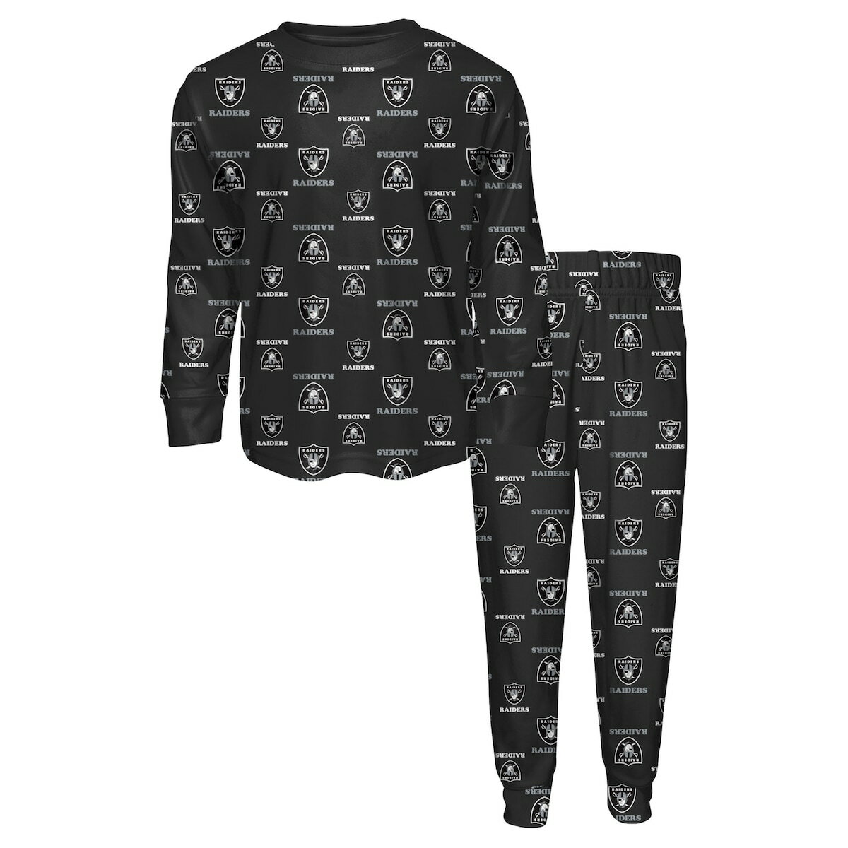 【公式グッズ】NFL レイダース パジャマ Outerstuff トドラー・幼児サイズ ブラック (NFL Toddler AOP LST & Pant Sleep set)