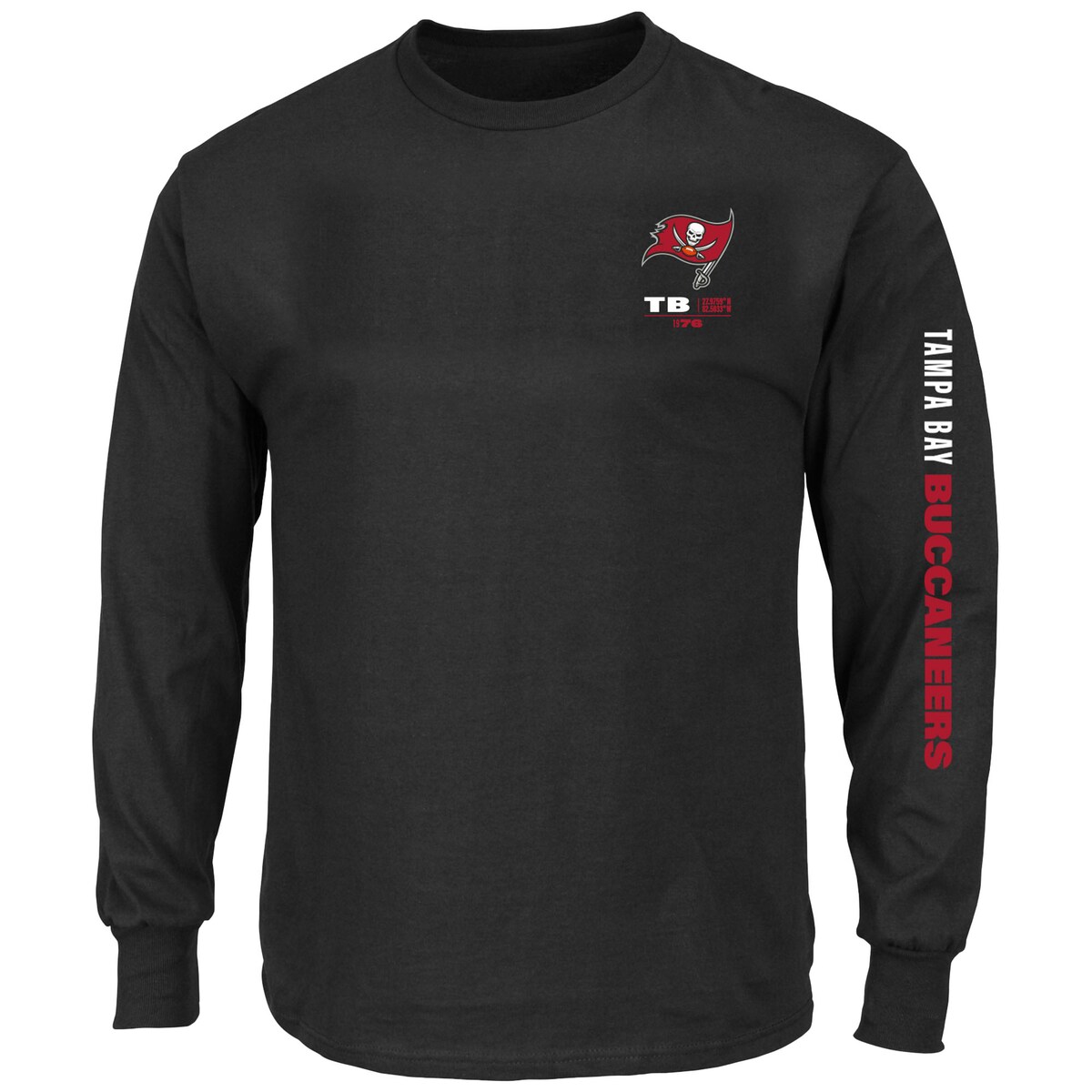 【公式グッズ】NFL バッカニアーズ Tシャツ （大きいサイズ） Fanatics/ファナティクス メンズ ブラック (MENS BIG & TALL FANATICS CLOCK MANAGEMENT LEGACY COTTON LS TEE)